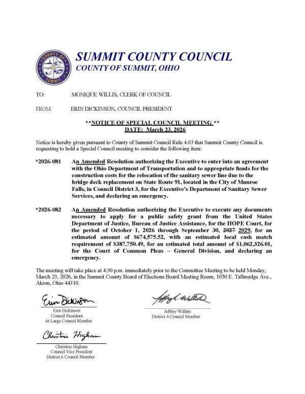 4:30 PM Special Council Meeting & Committee Meeting