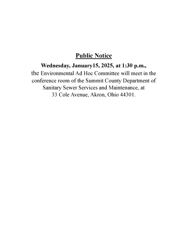 1:30 PM - Environmental Ad Hoc Committee Meeting